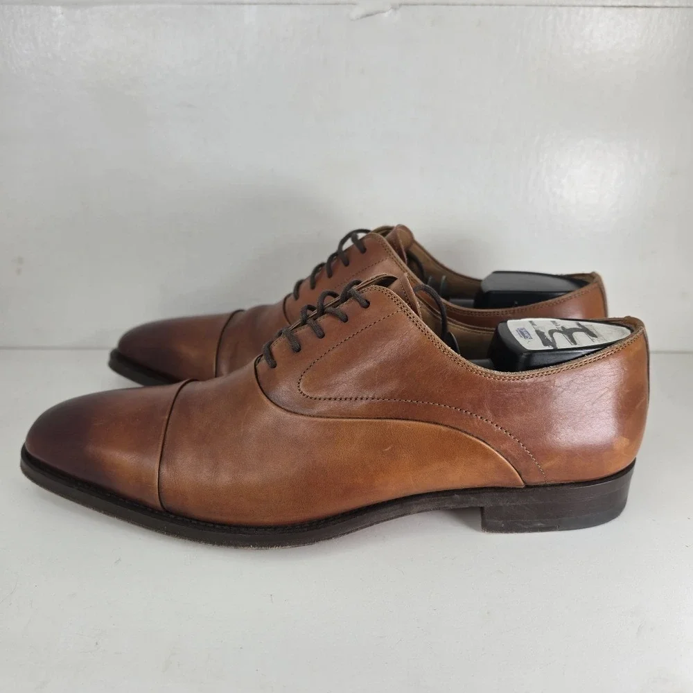 Magnanni Segovia Curri Brown Cap Toe Lace Up Oxford Shoes Sz 8M US 15959 Burnish